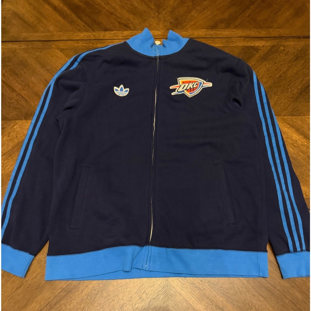 Adidas Originals OKC Thunder NBA Track Jacket Navy Mens XXL Full Zip Trefoil
